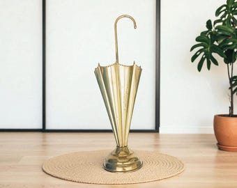 Vintage Brass Umbrella Stand – Mid-Century Entryway Decor, MCM Hallway Accent, Hollywood Regency Style, 1950s Italian Design
