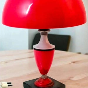 Vintage Space Age Red Table Lamp – Futuristic 1960s-70s Design
