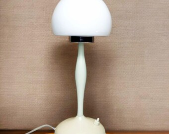 Vintage Space Age Table Lamp in Plastic and Opaline Glass – 1960s-70s