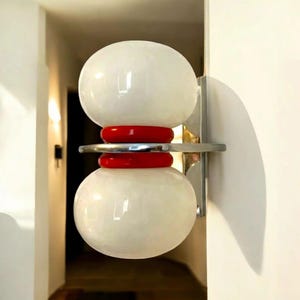 Space Age Wall Sconce with Opaline Glass Globes – Original Vintage Piece
