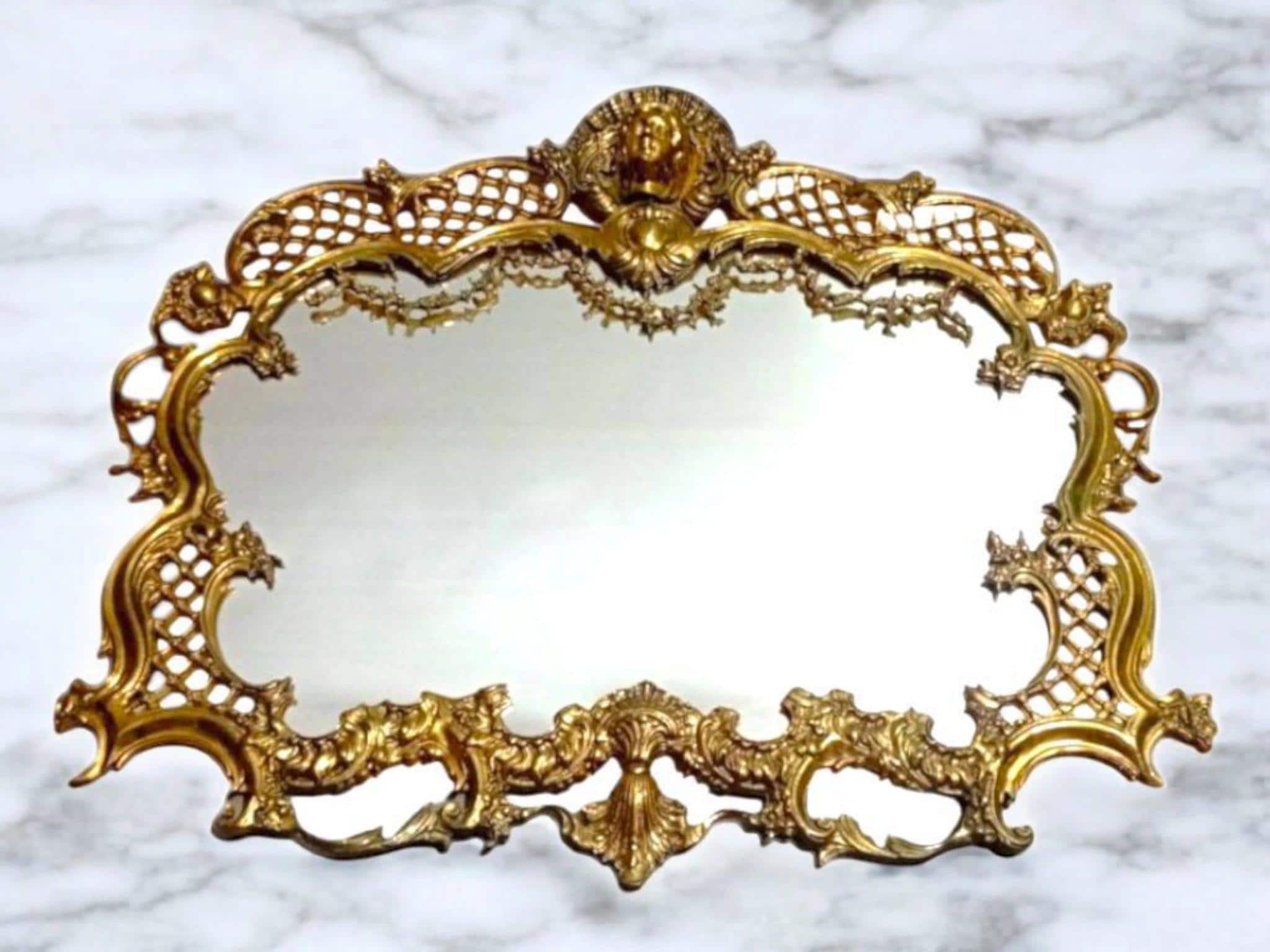 ヴィンテージの金箔ブロンズミラー – ルイ15世/ロココ様式 - Etsy 日本