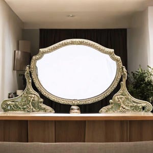 Vintage Silver-Plated Vanity Mirror – Belle Époque / Art Nouveau Style - Vintage Mantel Mirror