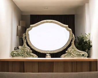 Vintage Silver-Plated Vanity Mirror – Belle Époque / Art Nouveau Style - Vintage Mantel Mirror