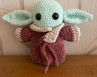Handmade Crochet Plushie - Inspired by "The Child". Little Green Alien.