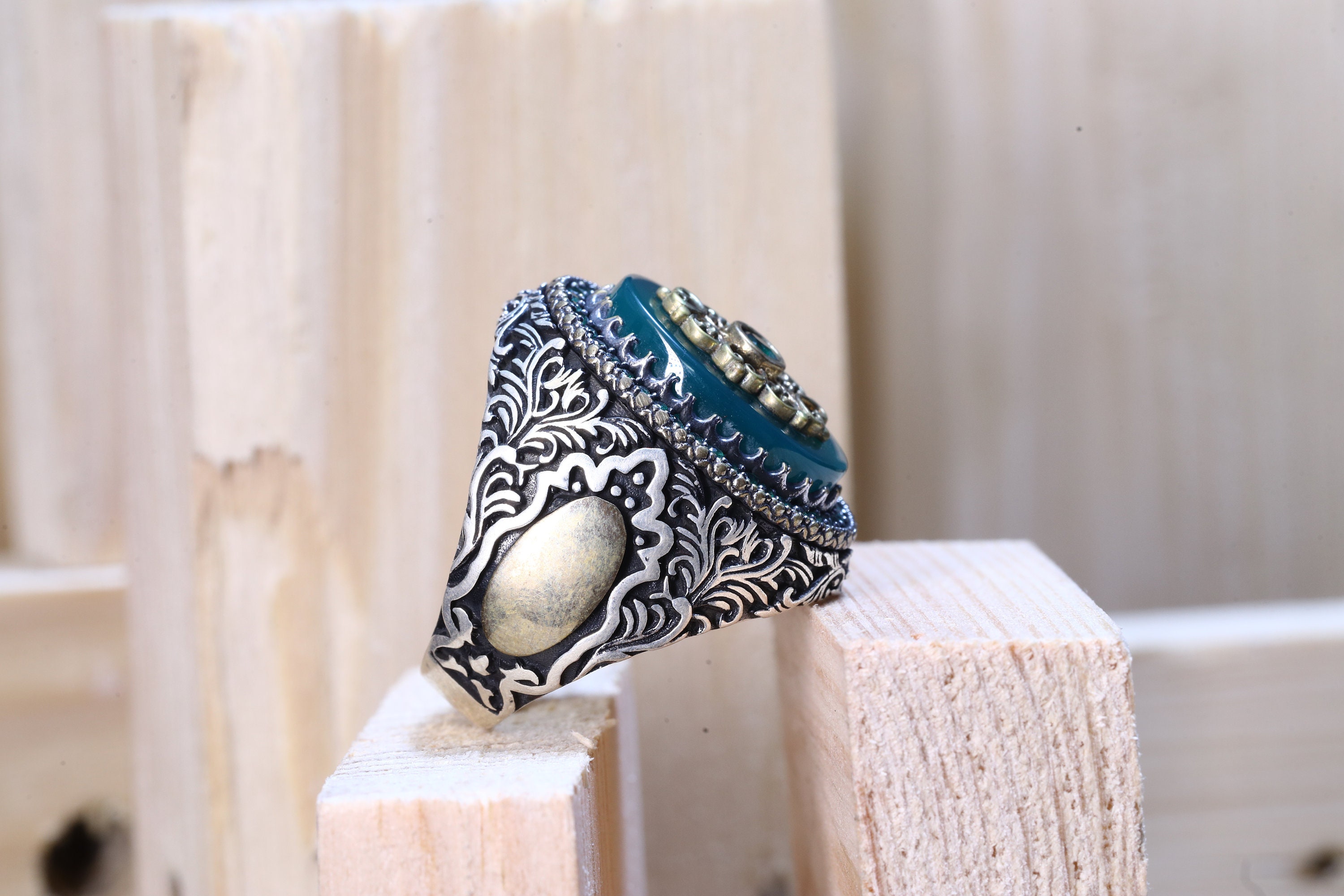 AQUA Men's RING, 17.07 Gm, 925 Hallmark Silver Ring With