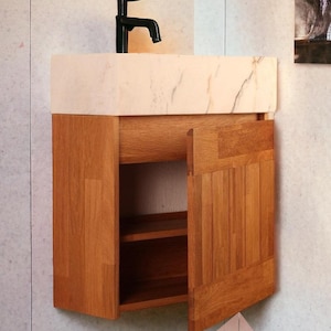 Custom Solid Wood Vanity, Luxury Wood Vanity, Hardwood Cabinet, Oak Handcrafted Bathroom Cabinet, Chestnut Vanity