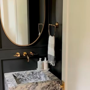 Calacatta Viola Marble Bathroom Sink | Wall Mount Vessel Sink | Custom Marble Vanity Top | Powder Room Sink