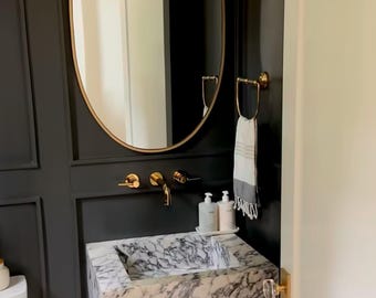 Calacatta Viola Marble Bathroom Sink | Wall Mount Vessel Sink | Custom Marble Vanity Top | Powder Room Sink