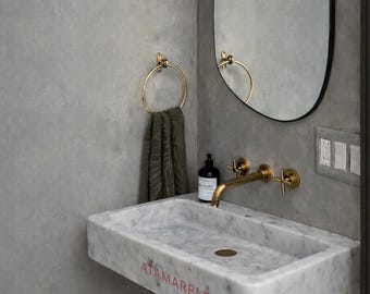Luxury  Stone Vessel | Handcrafted Carrara Marble Sink for Vanity