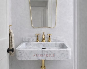 Custom Marble Basin | Handmade Carrara Sink for Bathroom Vanity