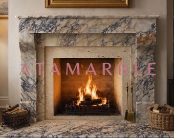 Hand Carved Calacatta Viola Marble Fireplace Mantel - Bespoke Fireplace Surround