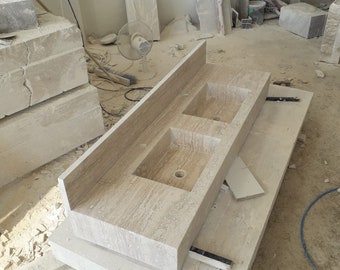 Architect Grade Stone Basin | Custom Travertine Bathroom Piece