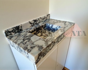 Calacatta Viola Marble Sink: Wall Mount Vanity Top