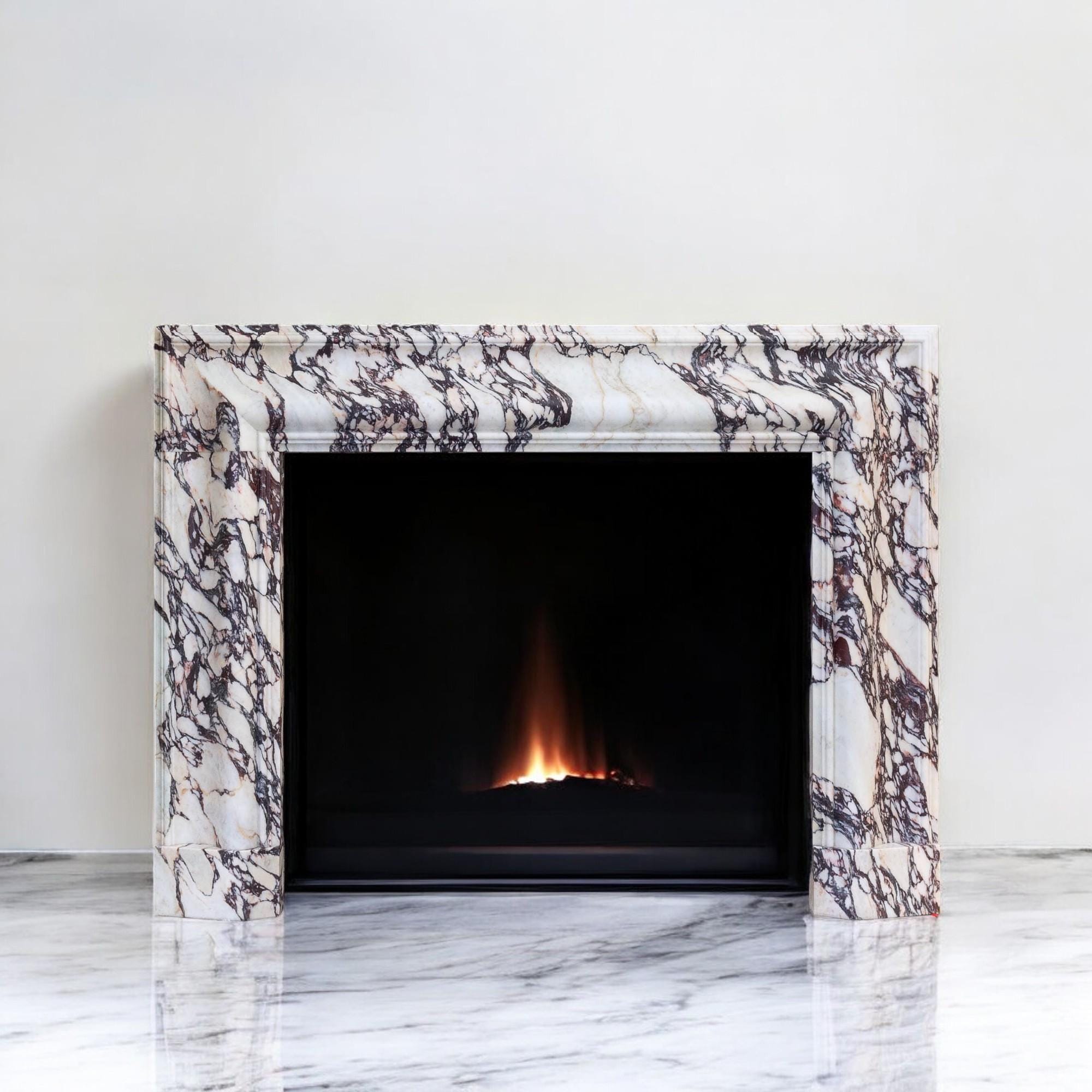 Calacatta Viola Marble Fireplace Mantel, Marble Fireplace Screen, Hand Carved Marble Fireplace Surround,Custom Order Marble Fireplace Mantel