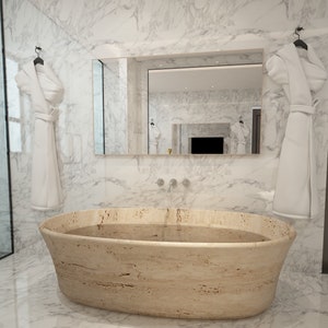 Travertine Bathtub Oval Marble Bathtub Stone Bathtub Hand Carved Bathtub Travertine Bath Travertine Tub Marble Bath