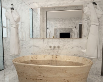 Travertine Bathtub Oval Marble Bathtub Stone Bathtub Hand Carved Bathtub Travertine Bath Travertine Tub Marble Bath
