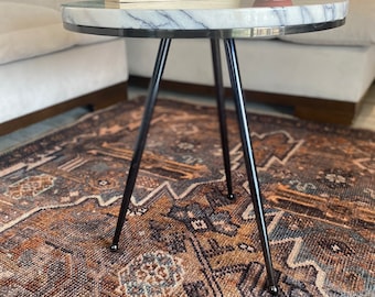 Free Shipping Lilac Marble Top Coffee Table Marble Side Table with Black Legs Living Room Table Round Coffee Table