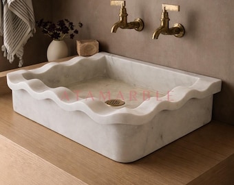 Hand Carved Carrara Marble Sink: Wall Mount or Vanity Top