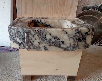 Handcrafted Calacatta Marble Basin | Solid Stone Bathroom Feature