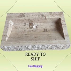 READY to SHIP FREE Shipping Rough Travertine Sink | Travertine Bathroom Sink | Raw Sink | Wall Mount Sink | Vanity Top | Powder Room Sink