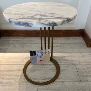 Free Shipping Lilac Marble Top Coffee Table Marble Side Table with Gold Legs Living Room Table Round Coffee Table