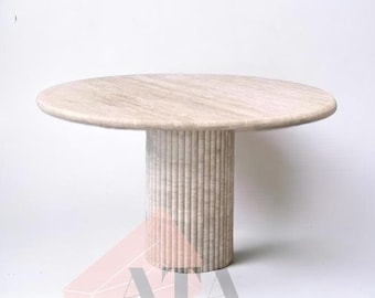 Travertine Dining Table Round Travertine Table with Fluted Legs Oval Dining Table Marble Dining Table
