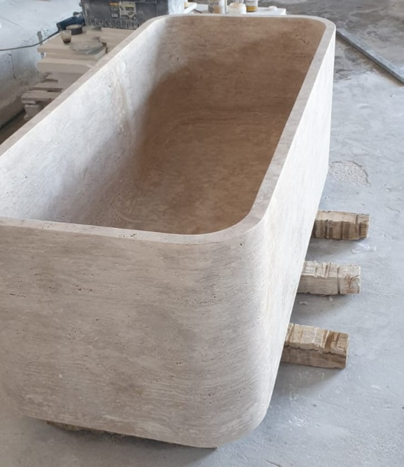 Travertine Bathtub Oval Marble Bathtub Stone Bathtub Hand Etsy