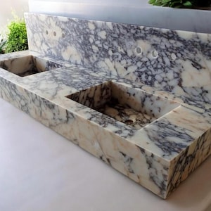 Calacatta Viola Marble Double Sink: Bathroom Vanity Countertop