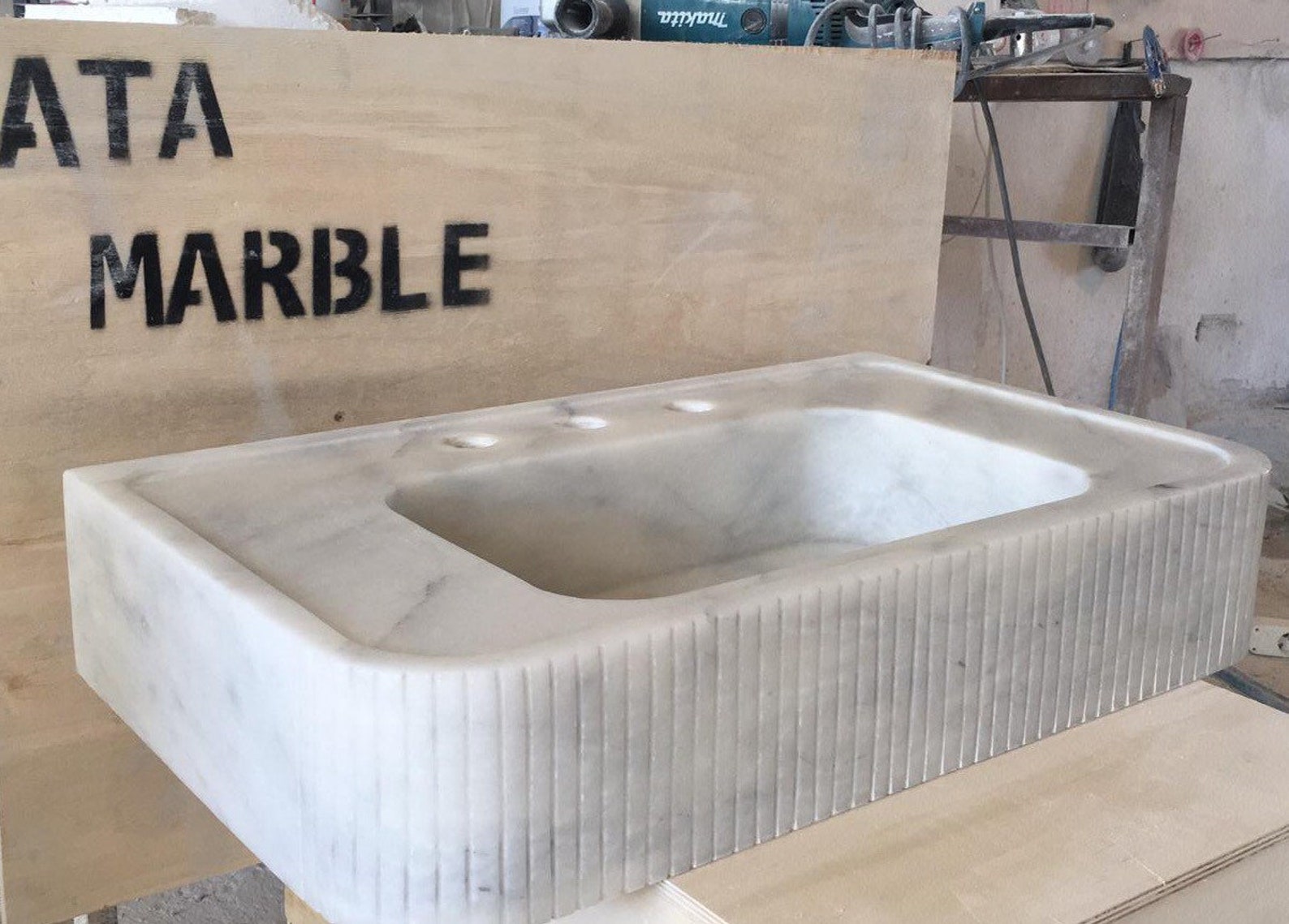 Carrara Marble Unique Sink Wall Mount Marble Sink Ruffled Etsy