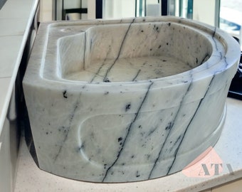 Lilac Marble Corner Sink Wall Mount Marble Sink Hand Carved Marble Bathroom Sink Powder Room Sink Vanity Top Custom Marble Sink