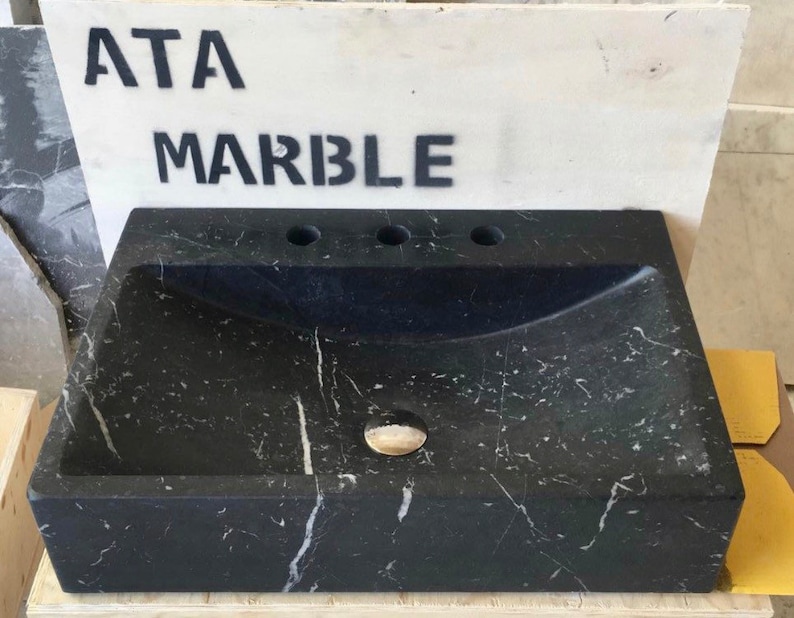 Nero Marquina Marble Sink Wall Mount Marble Sink Marble Etsy