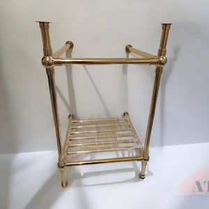 REAL BRASS Sink Legs with Shelf Brass Sink Console Legs Custom Sink Legs Decorative Sink Legs Gold Sink Console Brass Sink Base with shelf