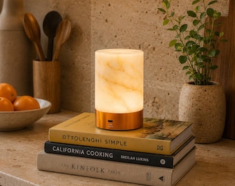 Personalized Marble Touch Lamp: Rechargeable Alabaster Stone LED Light