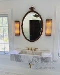 Fluted Carrara Marble Wall Mount Sink | Custom Bathroom Vessel Sink | Powder Room Vanity Top