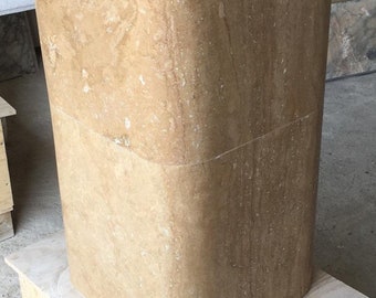 Hand Carved Travertine Pedestal Sink: Natural Stone Bathroom Sink (16x16x32 inches)