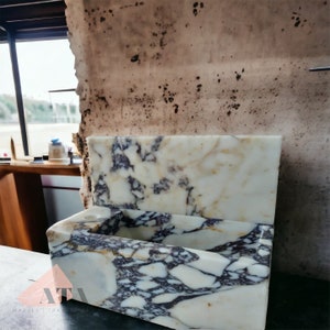 Calacatta Viola Marble Bathroom Sink | Wall Mount Vessel Sink | Custom Marble Vanity Top | Powder Room Sink