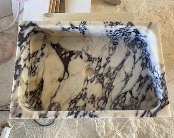 Solid Stone Basin | Handmade Calacatta Marble Vanity Sink
