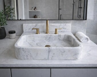 Architect Grade Carrara Marble Basin | Custom Stone Sink for Projects