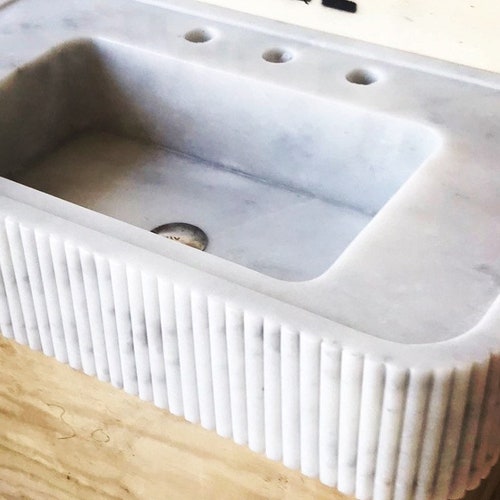 Carrara Marble Sink Wall Mount Marble Sink Marble Bathroom Etsy Canada