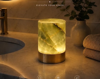 Personalized Marble Touch Lamp: Rechargeable Alabaster Stone LED Light