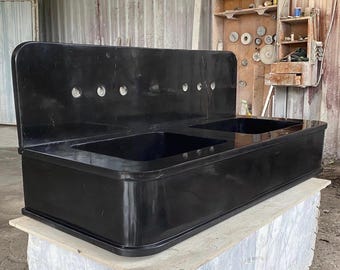Black Marble Double Sink | Vanity Top, Wall Mount Bathroom Sink