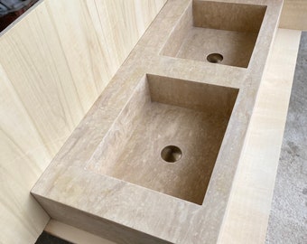 Custom Travertine Basin | Handmade tone for Bathroom Vanity