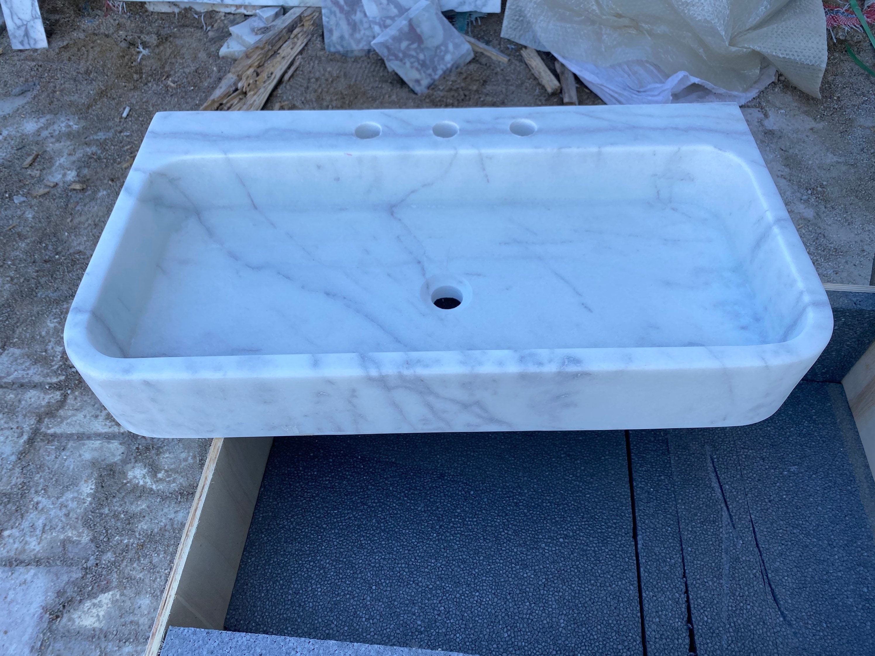 Carrara Marble Sink Wall Mount Marble Sink Marble Bathroom Etsy