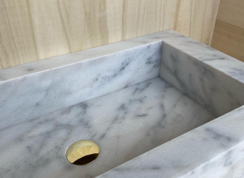 Carrara Marble Sink Wall Mount Marble Sink Marble Bathroom Etsy