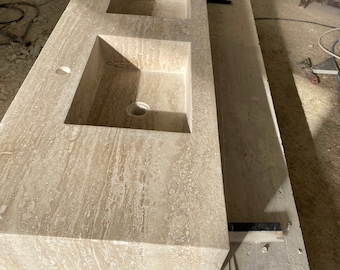 Natural Stone Basin | Handmade Travertine Vanity Sink