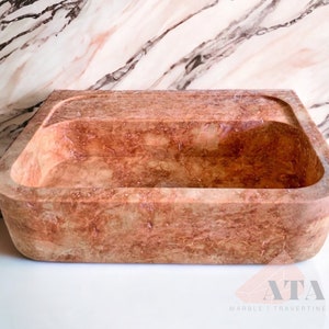 Red Travertine Marble Bathroom Sink: Wall Mounted Vanity Top