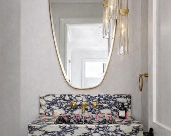 Lavabo de mármol Calacatta Viola: Encimera de baño para montaje en pared
