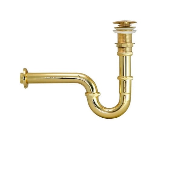 Gold Bathroom Sink P Trap & Pop-Up Drain Set