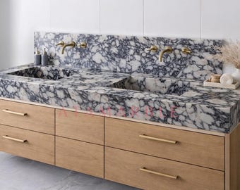 Calacatta Viola Marble Double Sink: Bathroom Vanity Countertop