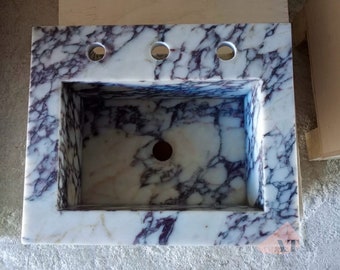 Calacatta Viola Marble Sink Wall Mount Marble Sink Marble Bathroom Sink Powder Room Sink Custom Vanity Top Natural Stone Marble Sink